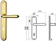 Immagine di MANIGLIE C/PLACCA GHIDINI OTTONE UNO F.PATENT I.70