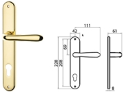 Immagine di MANIGLIE C/PLACCA GHIDINI OTTONE UNO F.C/SAG I.85