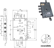 Immagine di SERRATURE MOIA 664/370DFB  REVERSIBILE