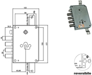 Immagine di SERRATURE MOIA RCE664/280RF  REVERSIBILE
