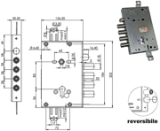 Immagine di SERRATURE MOIA RCI664/280RFB  REVERSIBILE