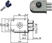 Immagine di SERRATURE CR APPLICARE CILINDRO TONDO K55 1600