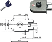 Immagine di SERRATURE CR APPLICARE CILINDRO TONDO K55 1650